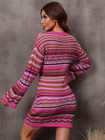 Multicolored Stripe Dropped Shoulder Sweater Dress – Alaena James 