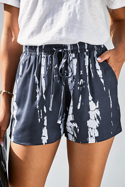 Tie-Dye Drawstring Waist Shorts with Pockets