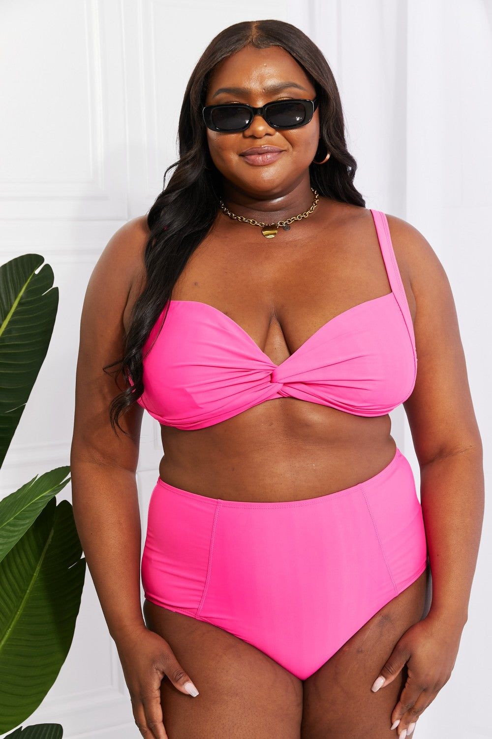 Shop Marina West Swim: Pink Twist High-Rise Bikini Set 