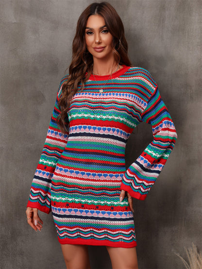 Striped Sweater Dress |Multicolored -Alaena James 