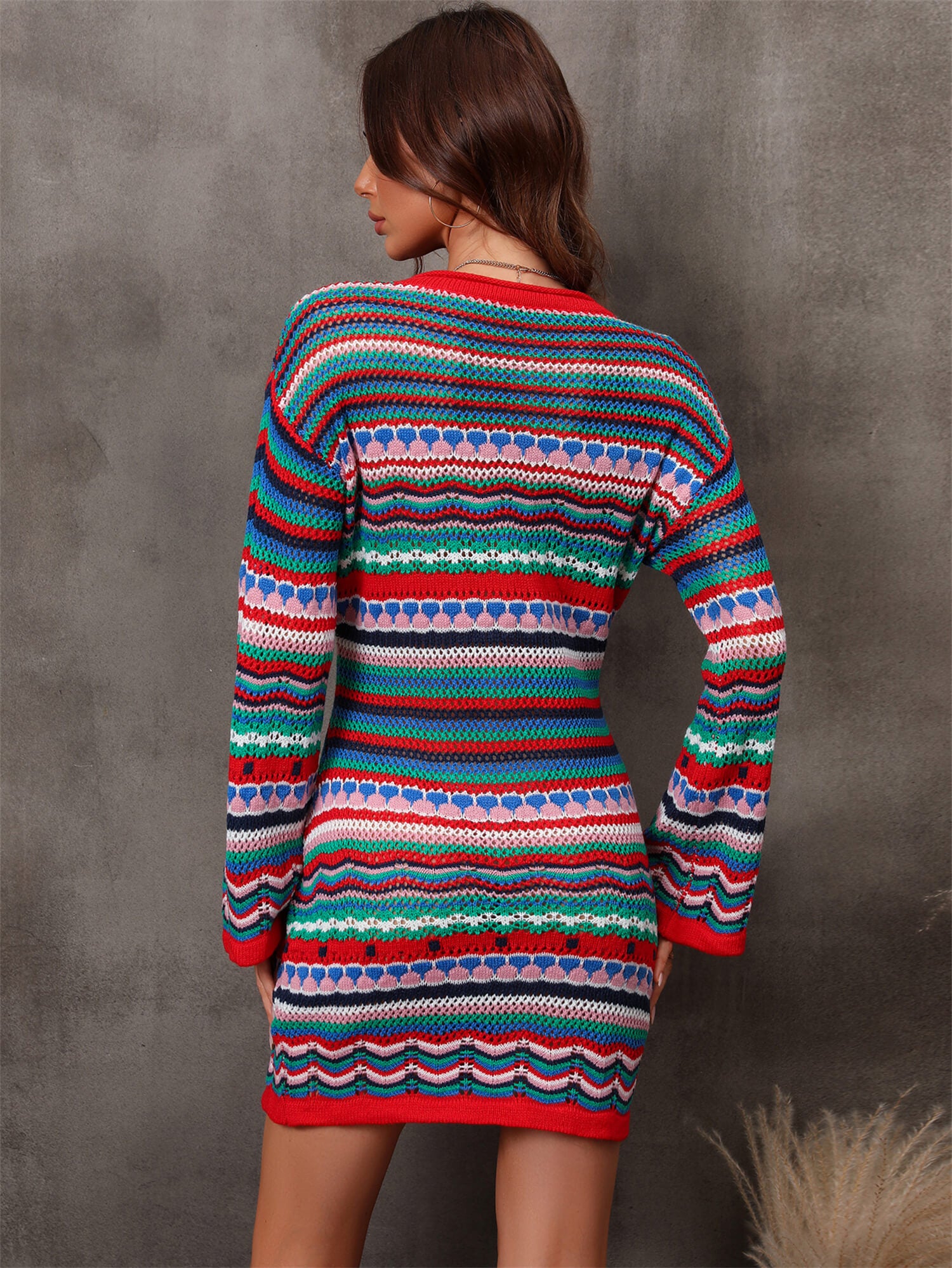 Multicolored Stripe Dropped Shoulder Sweater Dress – Alaena James Boutique